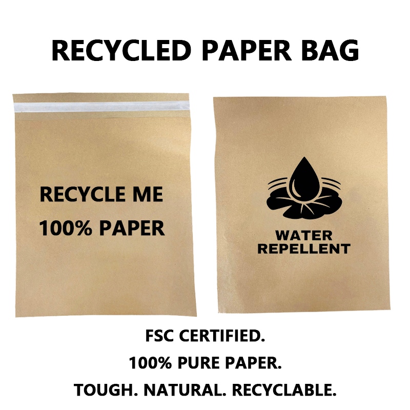 Vlastní recyklovatelný kraftový papírový sáček se samolepicím uzávěrem